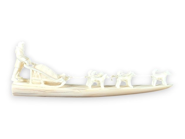 Walrus Tusk Musher & Husky Dog Diorama - Leonard Savage