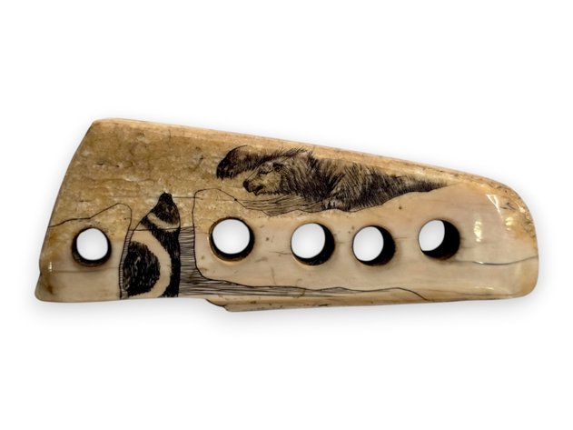 Fossilized Scrimshaw Ivory Sled Runner