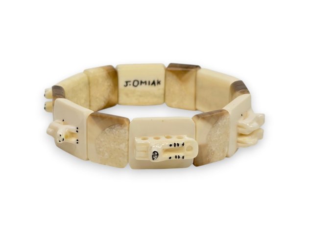Walrus Ivory Sled Dog Team Panel Bracelet - James Omiak, Sr.