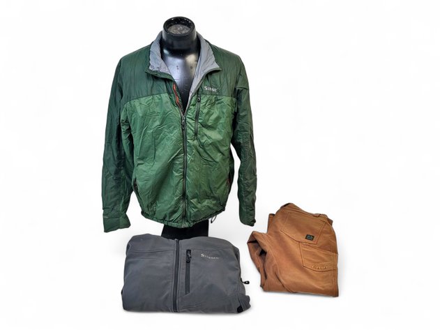 Simms Coats Size L & Kuiu Work Pants