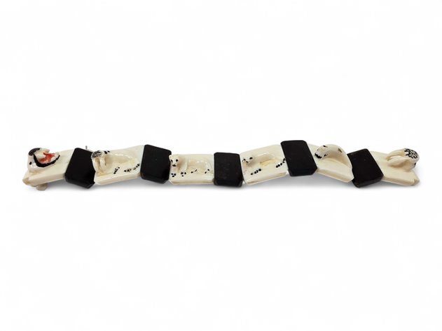 Inuit Ivory & Baleen Watch Bracelet w/ Relief Carvings