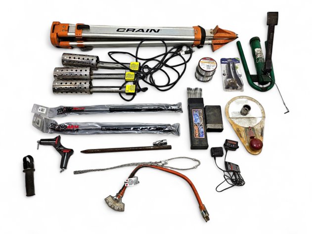 Crain Surveying Tripod, Greenlee Hydraulic Foot Pump, StrongArm Lift Supports & More