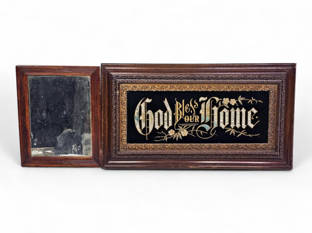 Reverse-painted God Bless Our Home Sign & Photo Frame