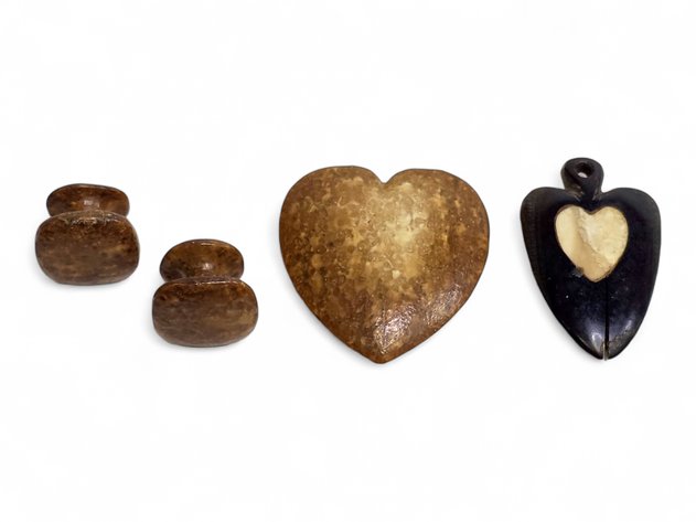 Carved Ivory & Baleen Hearts & Buttons