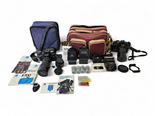Minolta X-700 Film Cameras w/ Accessories & Gear