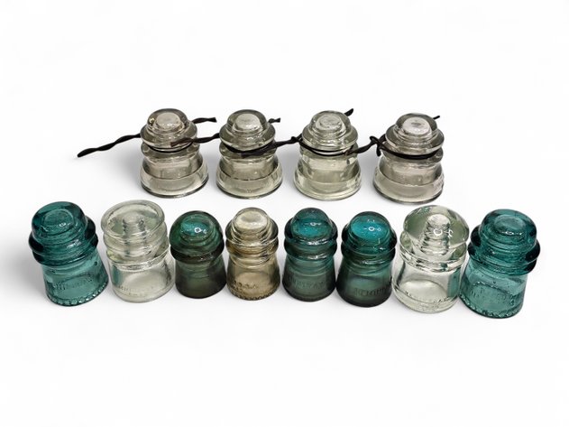 12x Hemingray & Whitall Tatum Glass Insulators