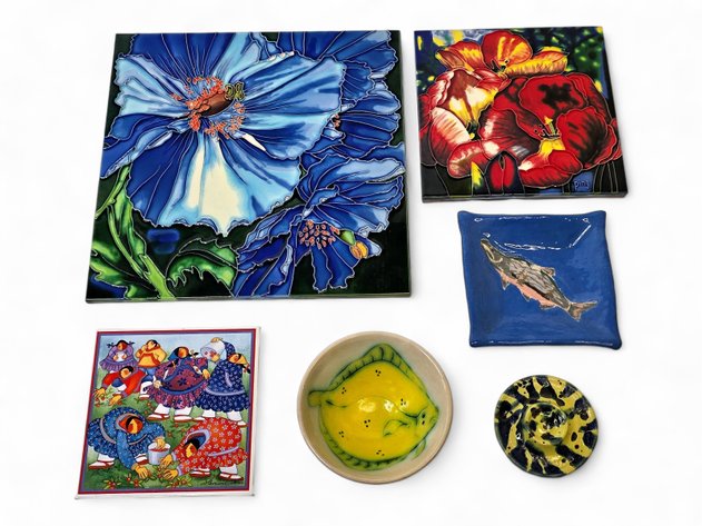 Yang Ping Poppies & Barbara Lavallee Berry Gathering Ceramic Tiles & More