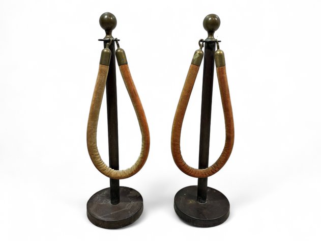 Vintage Metal Stanchion Posts & Fabric Ropes