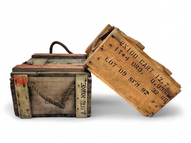 Vintage Wooden Crates w/ Various Collectors Items & Knick-Knacks