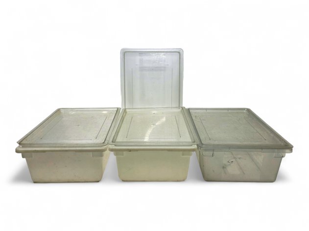 2x Carlisle 12.5-Gal & 1x Cambro 13-Gal Storage Containers w/ Lids
