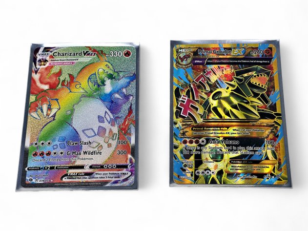 Charizard VMAX Rainbow Rare & Primal Groudon EX Shiny Full Art Pokémon Cards