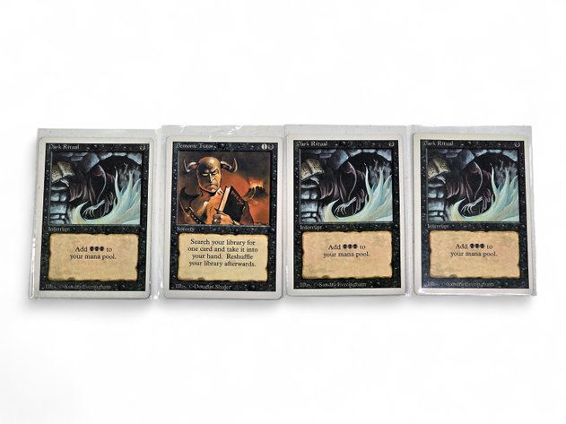 Demonic Tutor Revised Edition & 3x Dark Ritual Revised Edition MTG Cards