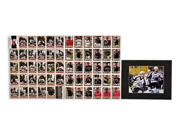 Uncut Alaska Baseball Card Sheet & Autographed Alaska Aces Photograph