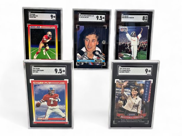 5x SGC Graded Cards - Wayne Gretzky, Whitney Houston, Sarah Palin & Others