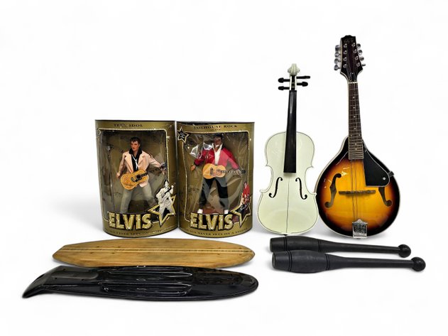 Mandolin, Violin, Elvis Dolls, Skateboard Decks & Fitness Clubs