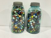 Large Green Mason Jars w/Marbles