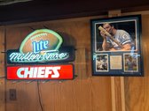 Vintage Miller Lite Chiefs Neon Sign With George Brett Framed Photo