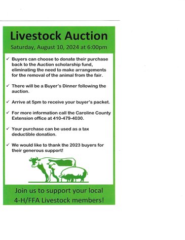 Image for Aug 10, 2024 4-H/FFA Livestock Auction - Caroline Dorchester Fair