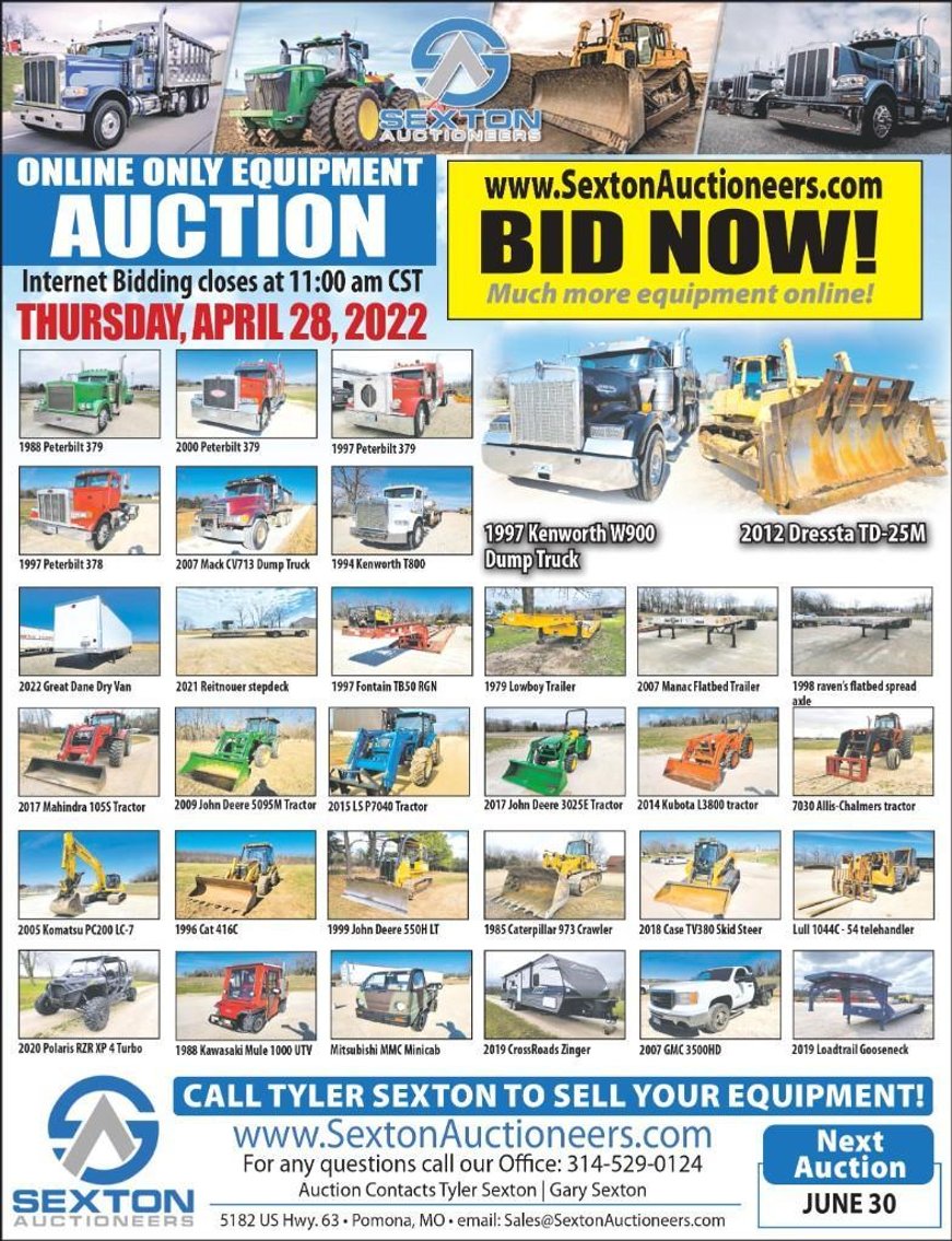 Image for Sexton Auctioneers April 28th Equipment Auction