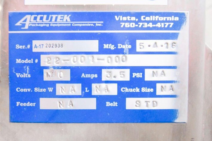 Image for ***SOLD*** MJK1846 Accutek 6 Spindle Capper (22-001-000)