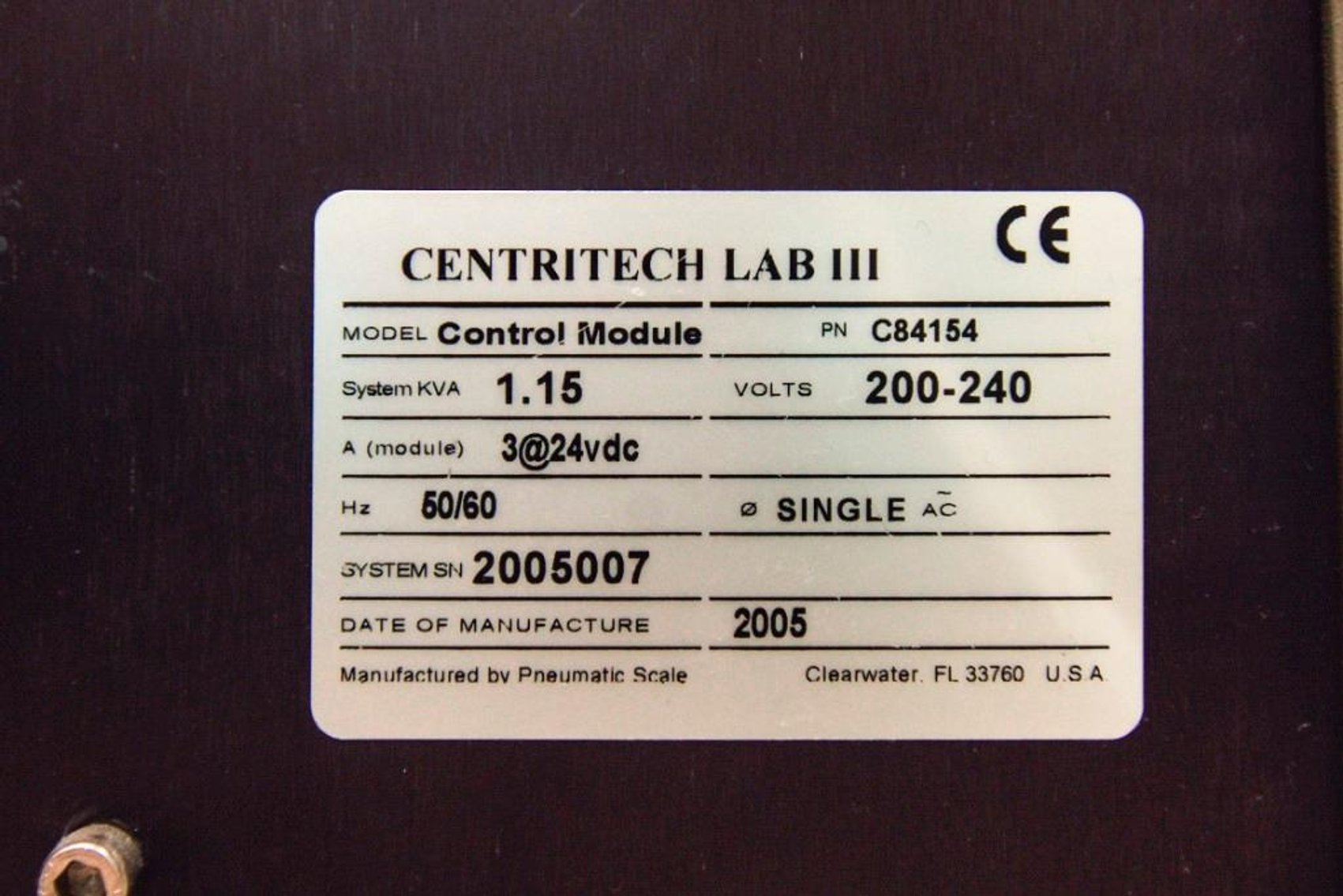 Image for MJK1752 Carr Centritech Seperations System Pneumatic Scale Lab III