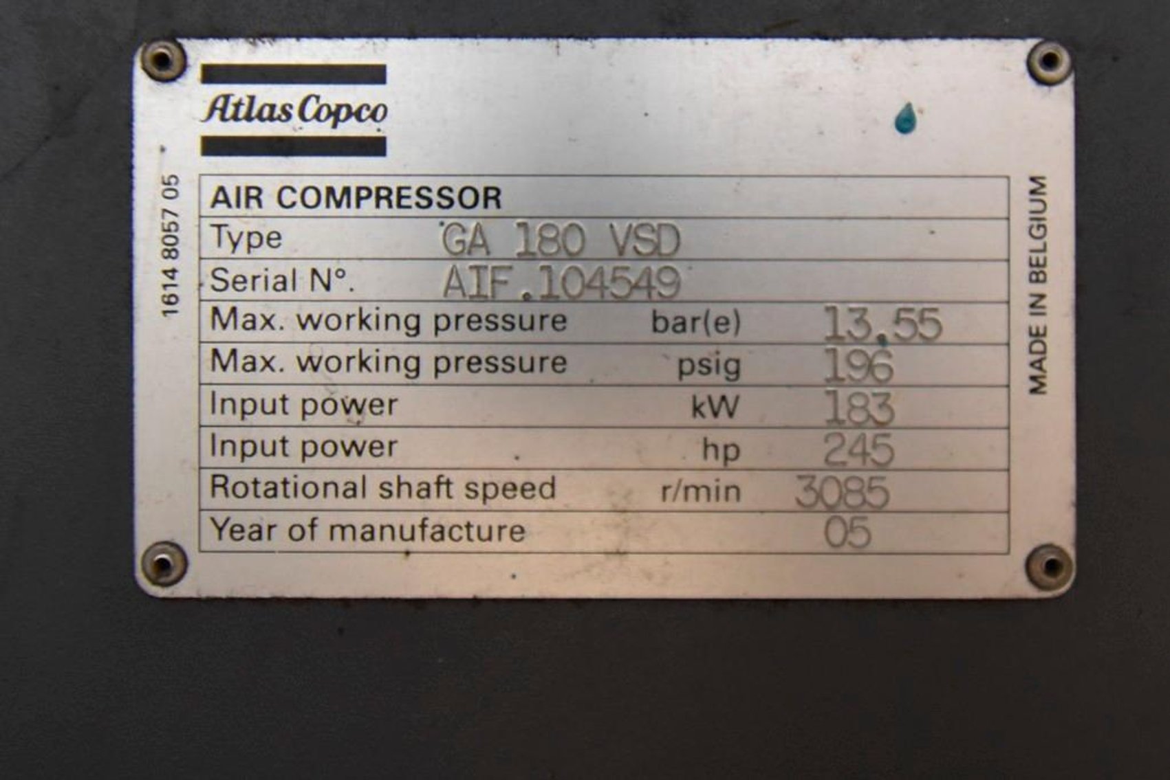 Image for MJK1861 Atlas Copco (GA180VSD-FF)