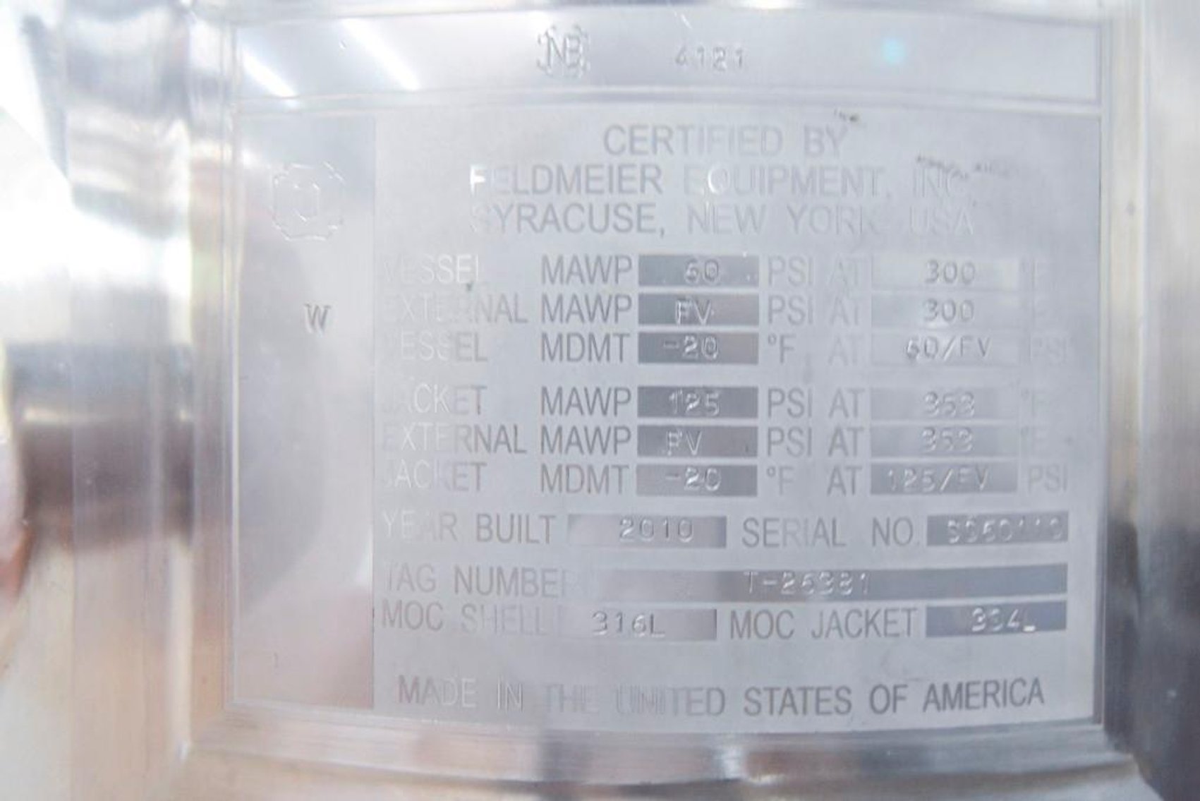 Image for MJK1710 Feldmeier Tank Jacketed 300 L