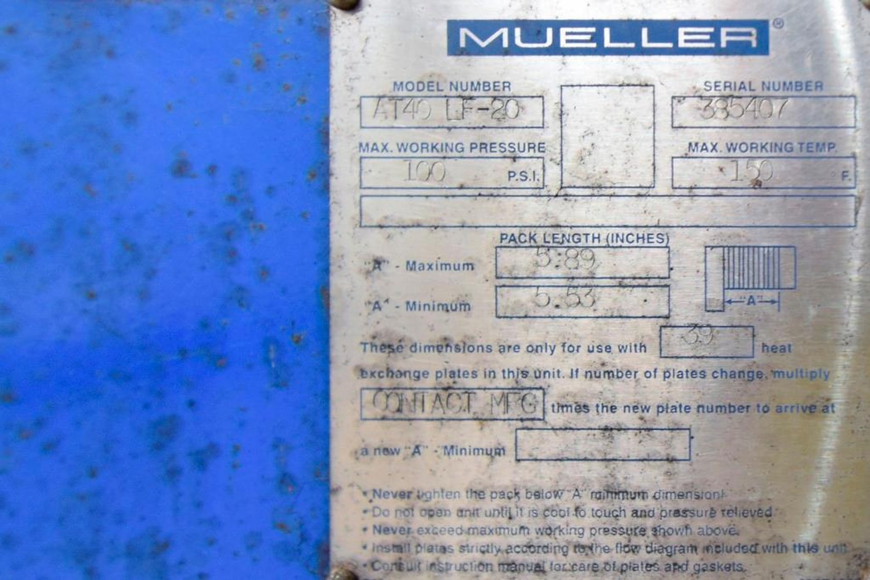 Image for MJK1711 Mueller Accu Therm Plate Heat Exchanger