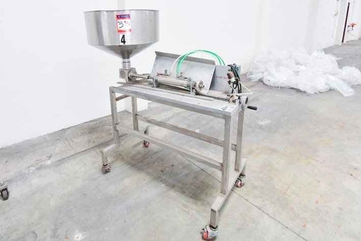 Image for ***SOLD***  MJK1720 Single Piston Liquid Filler with Hopper on Casters