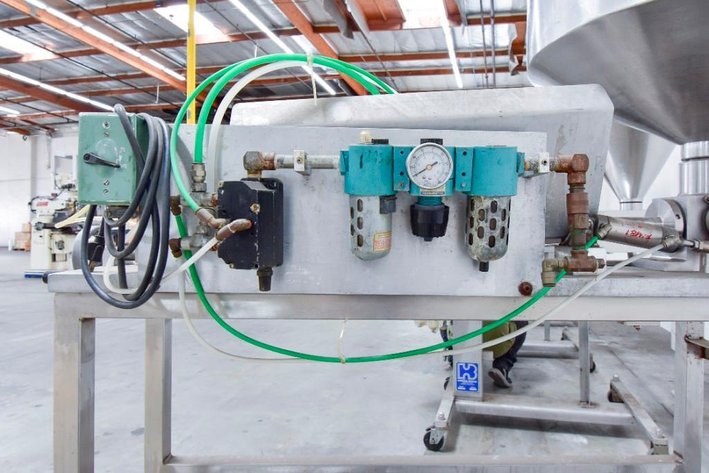 Image for ***SOLD***  MJK1720 Single Piston Liquid Filler with Hopper on Casters