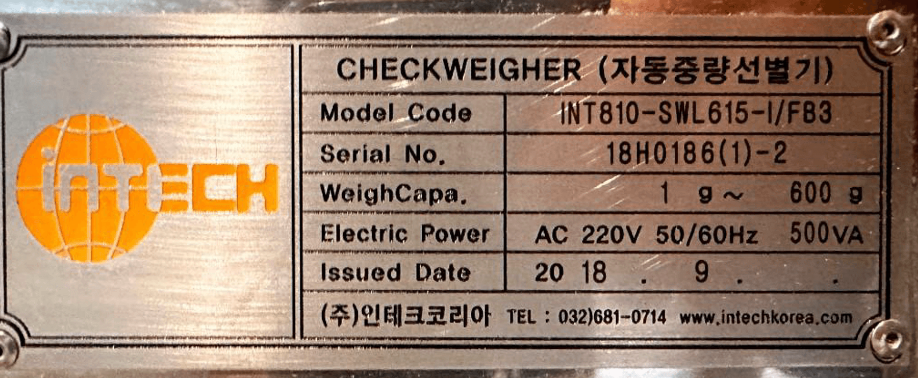 Image for MJK1873 Intech High Speed Check Weigher