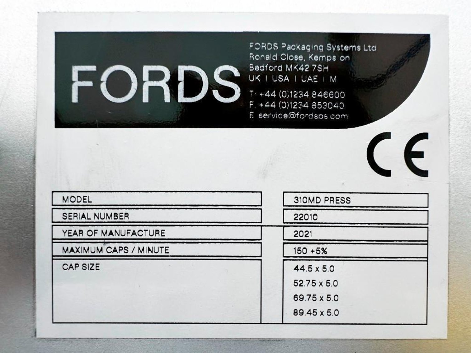 Image for MJK2000 FORD 310 MD Press Bottle/Jar Foil Sealer