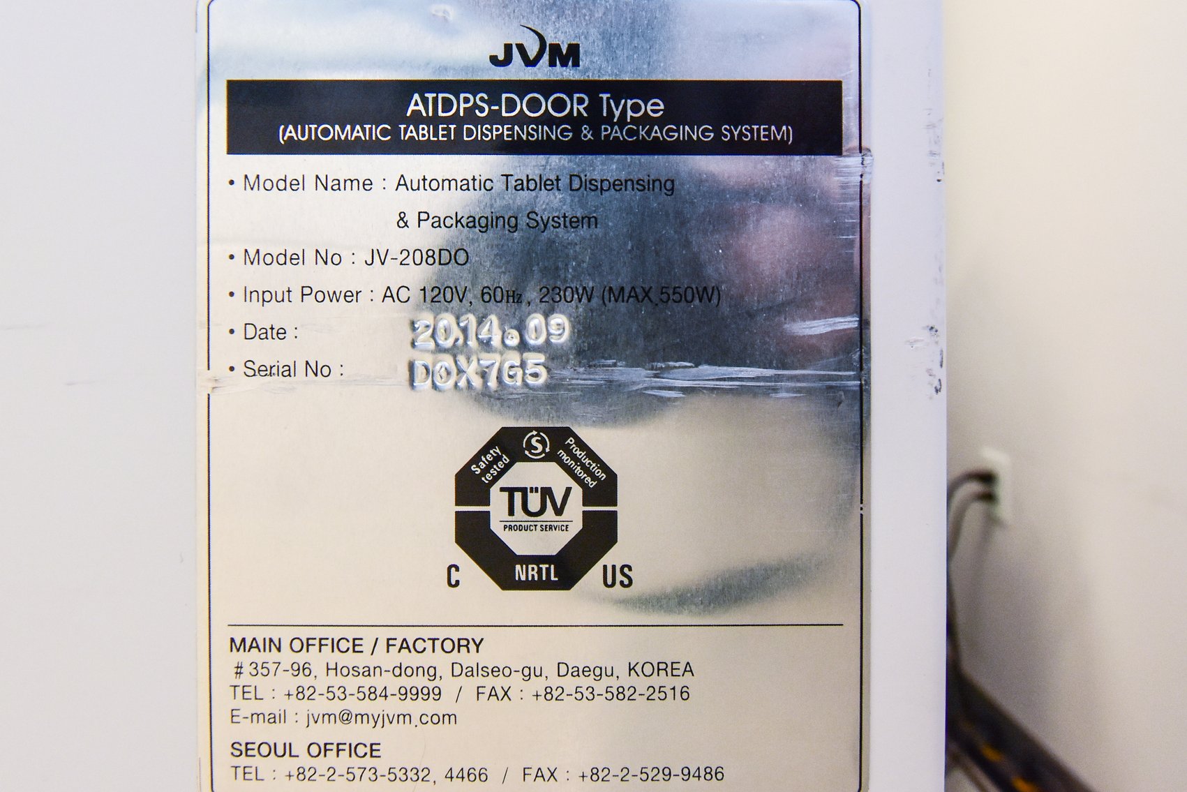 Image for MJK2031 Automatic Tablet Dispensing & Packaging System MDL: JV- 208DO