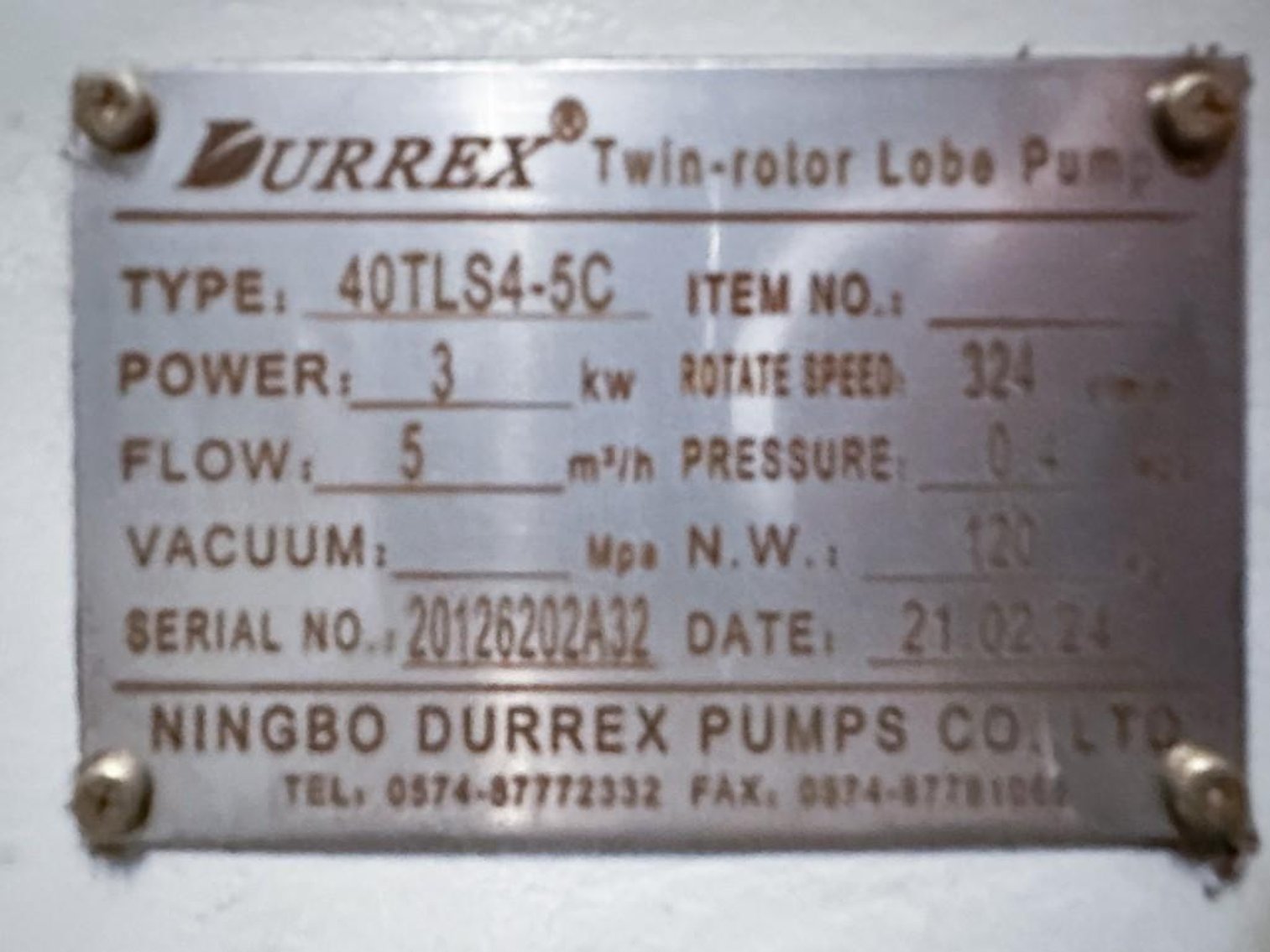 Image for MJK1933 NEW - Durrex Tri- LobePositive Displacement Pump System