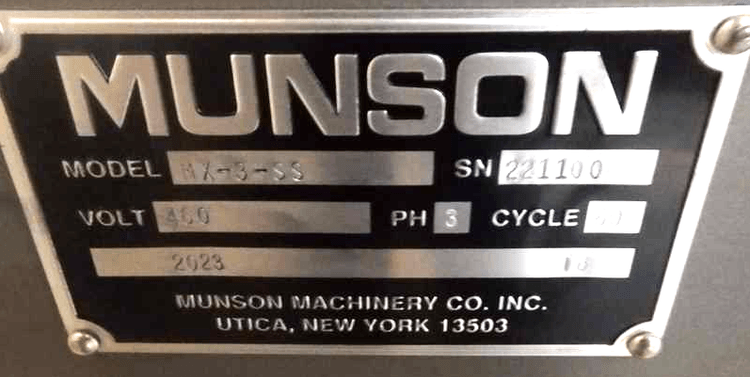 Image for ***SOLD*** MJK2038 Unused Munson Mixer MX- 3- SS 3 Cubic Feet