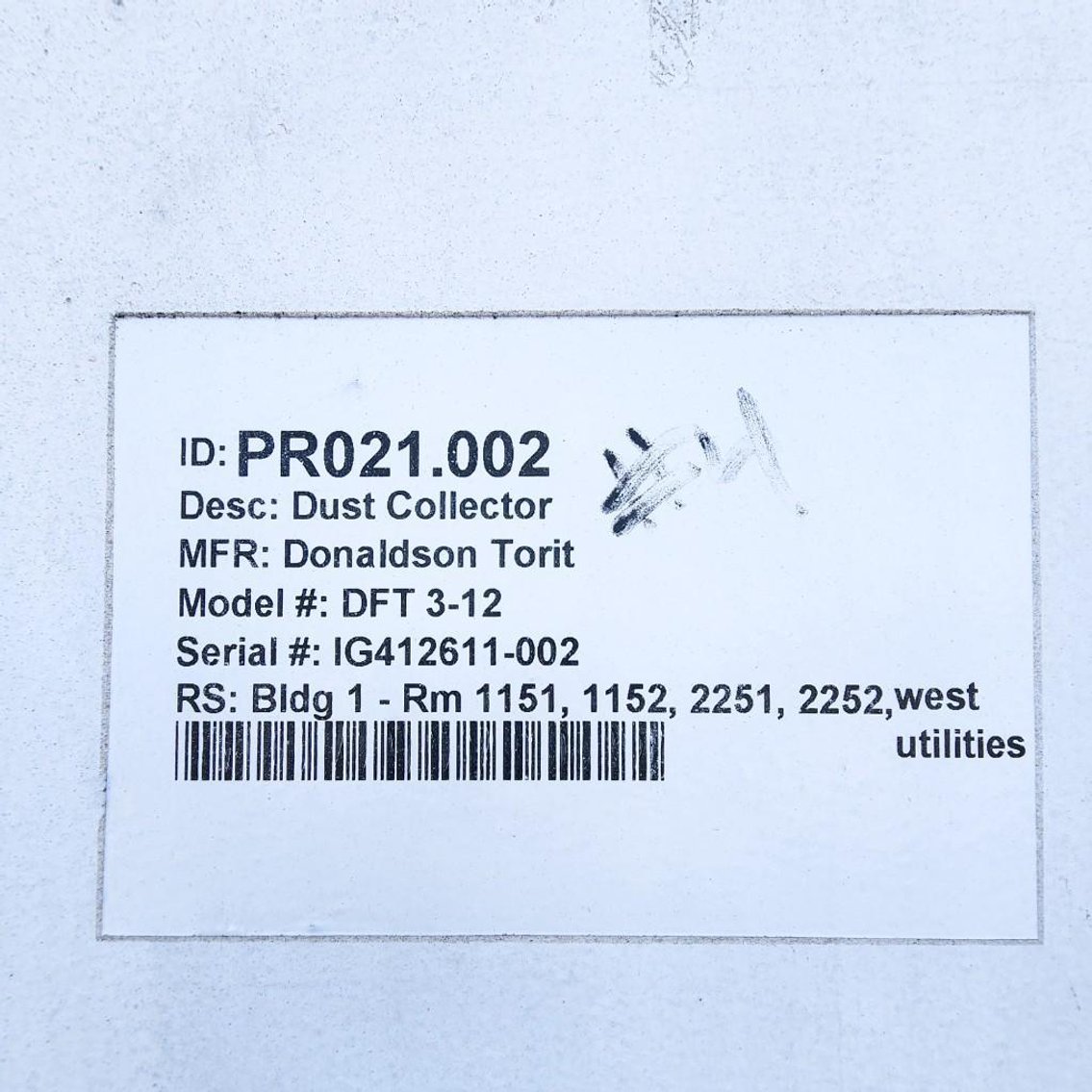 Image for MJK2051 Donaldson Torit Dust Collector DFT 3-12