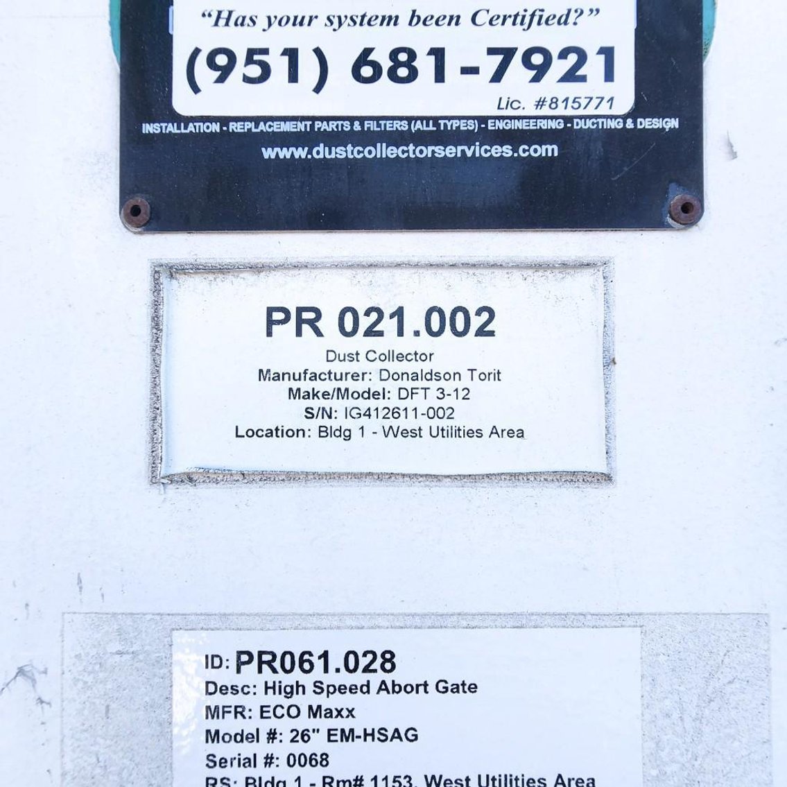 Image for MJK2051 Donaldson Torit Dust Collector DFT 3-12