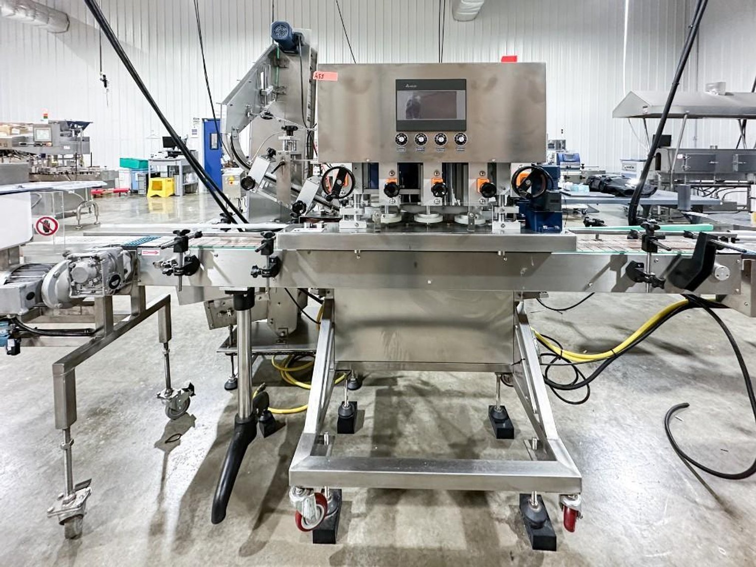 Image for **SOLD** MJK2087 Ningbo Deli 3 Spindle Capper w/ Cap Elevator