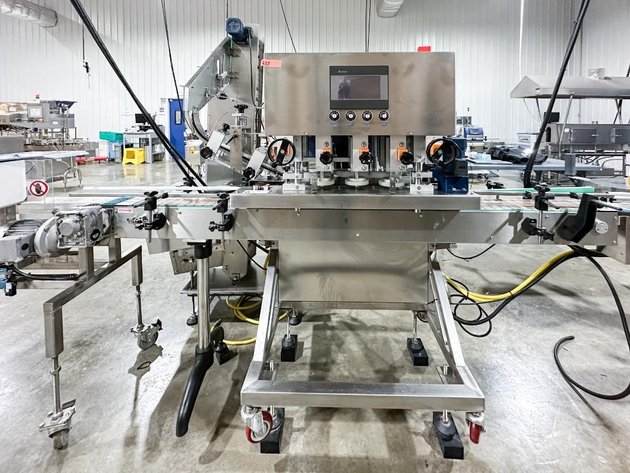 Image for **SOLD** MJK2087 Ningbo Deli 3 Spindle Capper w/ Cap Elevator