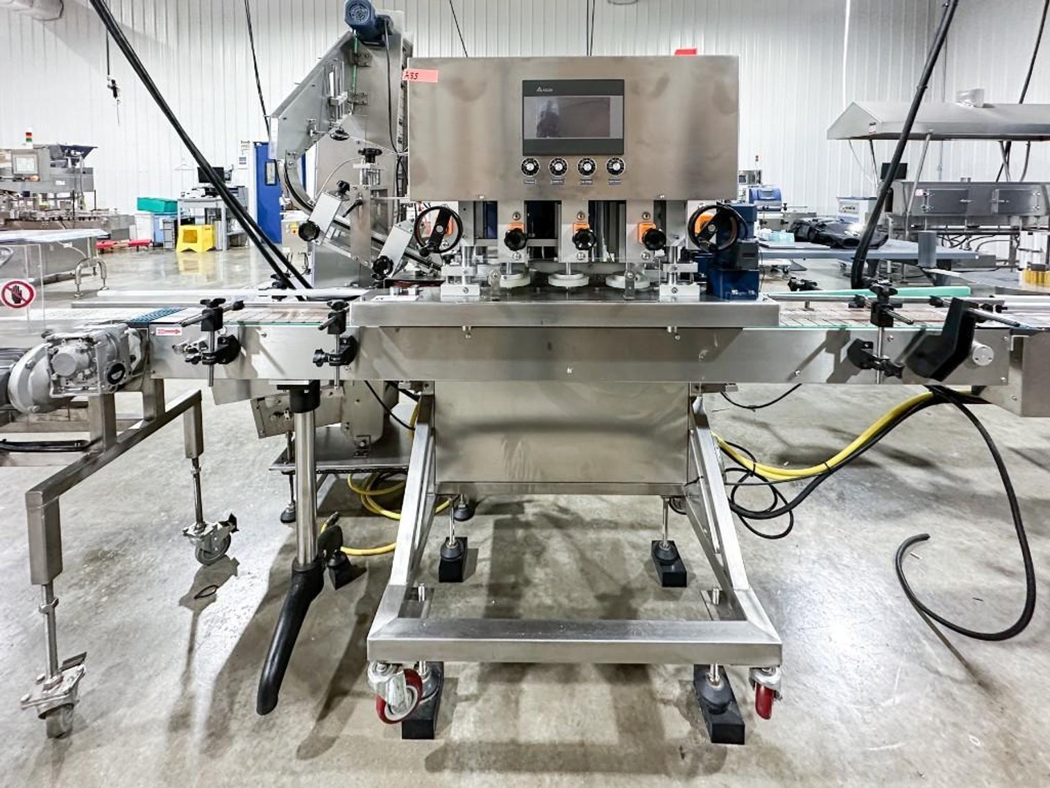 Image for **SOLD** MJK2087 Ningbo Deli 3 Spindle Capper w/ Cap Elevator