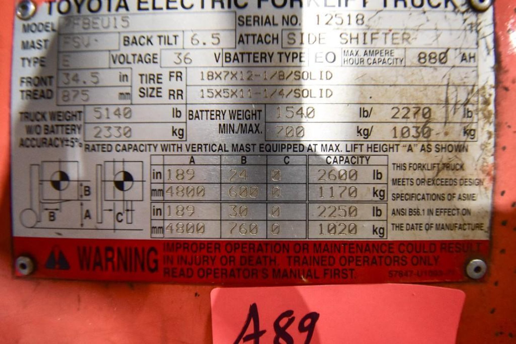 Image for MJK2112 Toyota Electric Forklift