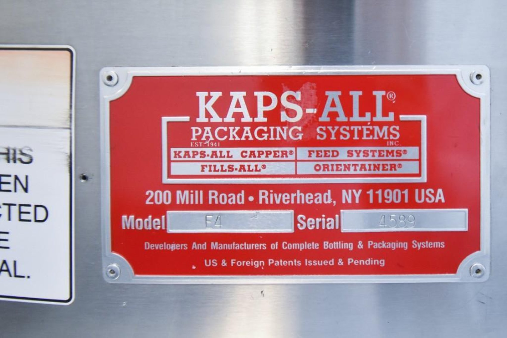 Image for ***SOLD*** MJK2134 KAPS ALL E4 Capper With Hopper