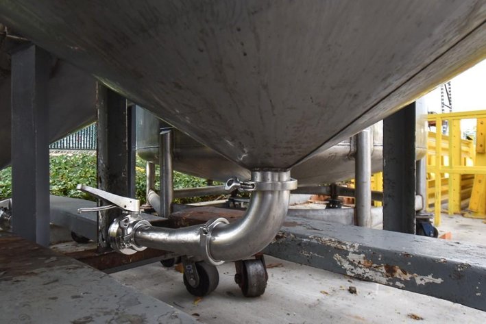 Image for ***SOLD*** MJK2152 T-1 Holding Tank on Casters, Tank, 750 Gallon, Stainless Steel, Cone Bottom, 4' x 8'