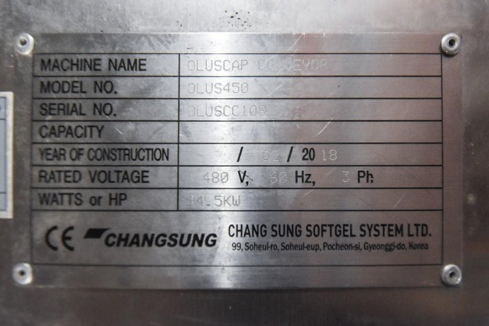 Image for MJK2069 Chang Sung Softgel OLUSCAP Conveyor