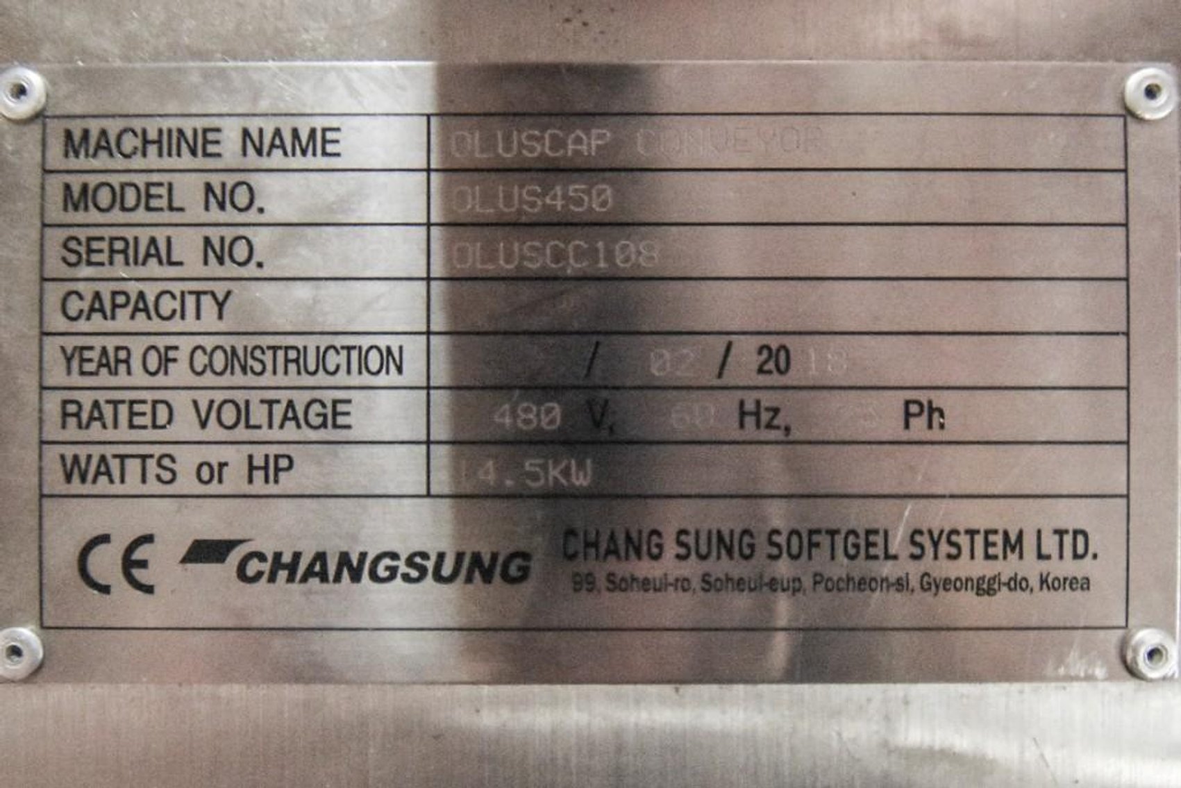 Image for MJK2069 Chang Sung Softgel OLUSCAP Conveyor