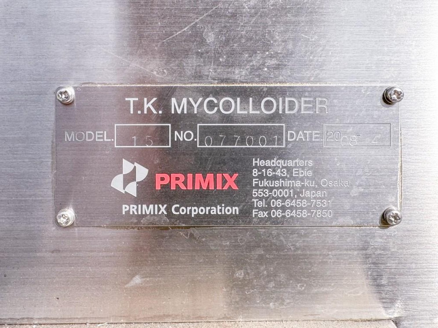 Image for MJK2290 PRIMIX T.K. MYCOLLOIDER MDL 15 (Colloid Mill)