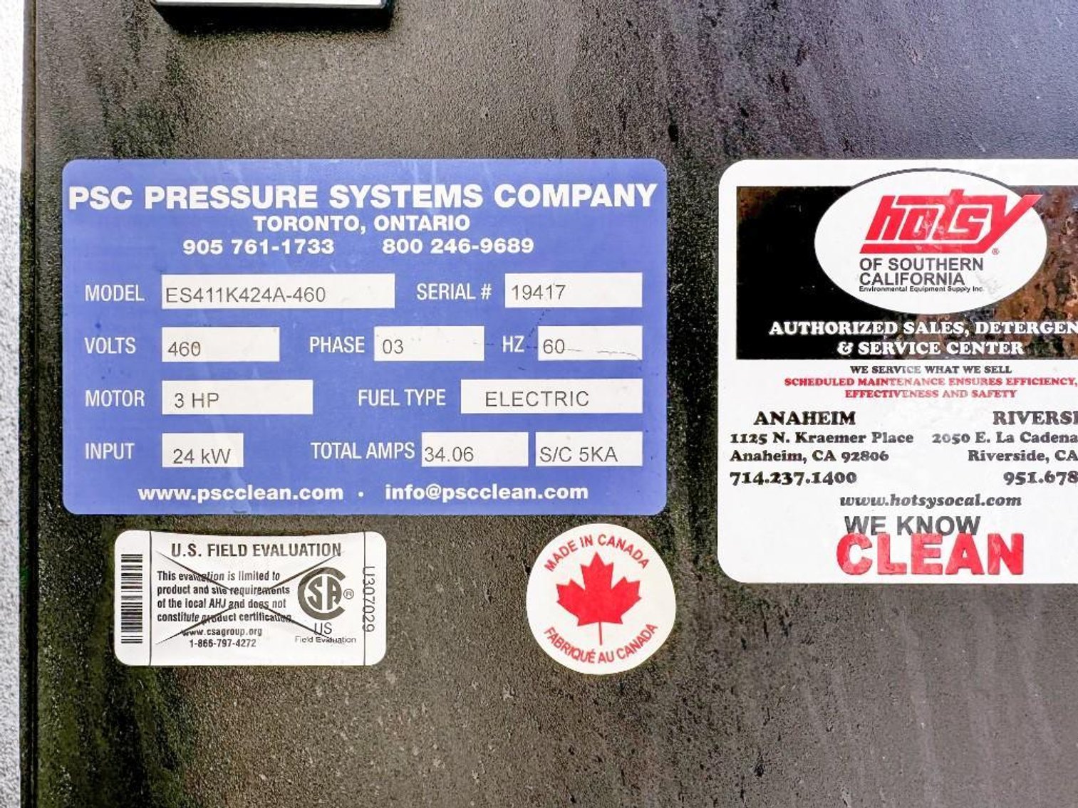 Image for MJK2291 PSC Pressure Systems Company - Hot Water Pressure Washer