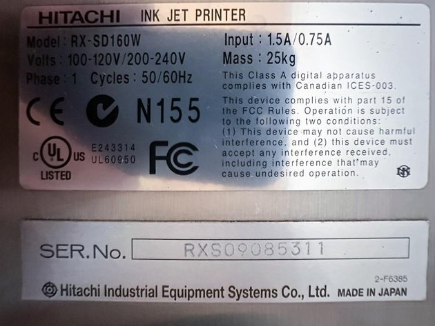 Image for MJK2367 Hitachi Ink Printer