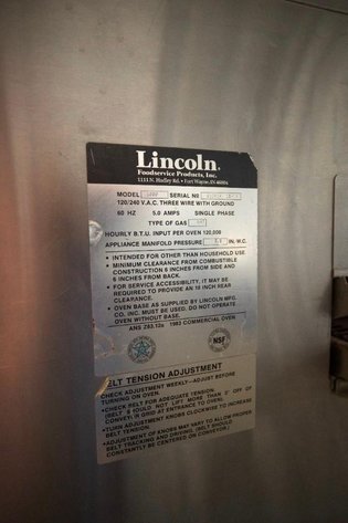 Image for MJK1285 Lincoln Oven Conveyor