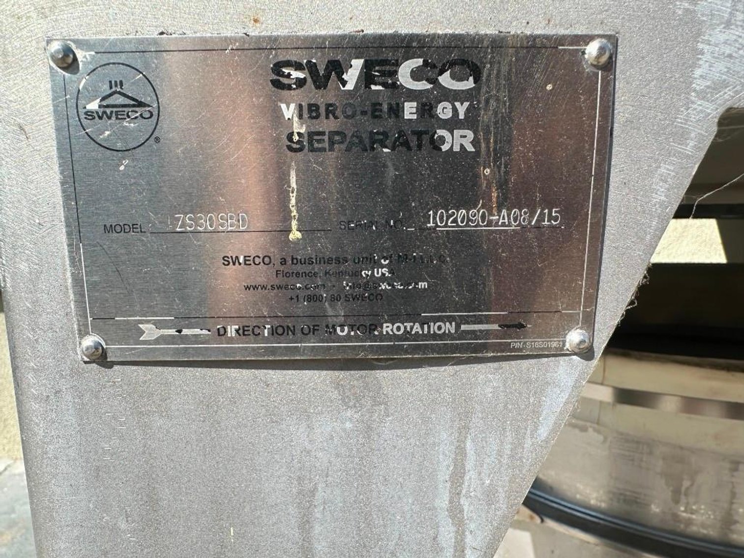 Image for ***SOLD*** MJK2420 Sweco Sifter Separator with Dust Hood ZS30SBD